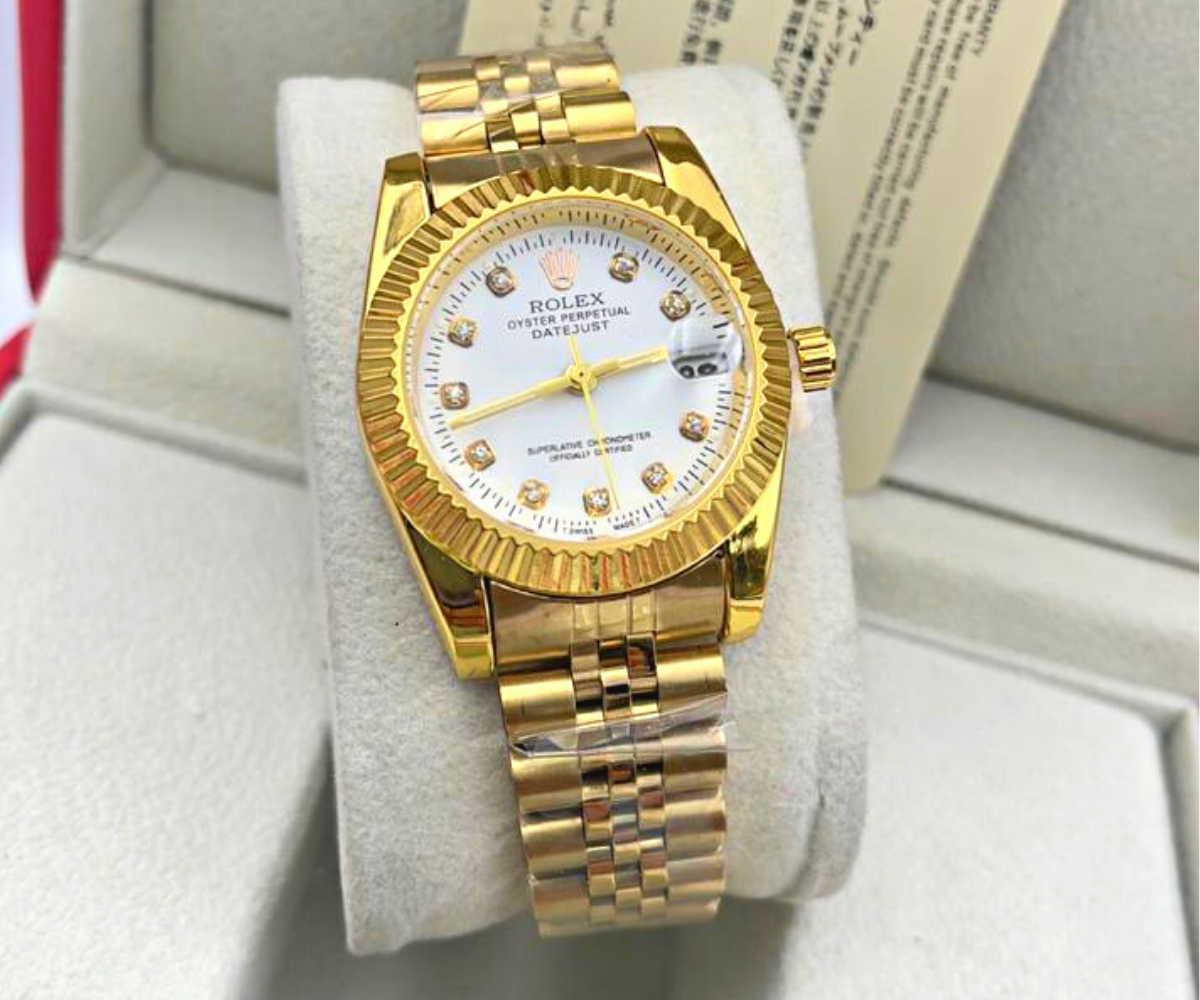 Rolex Datejust Automatic Full Gold Diamond Marking With White face