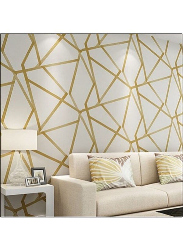 Modern Minimalist Geometric Bedroom Wallpaper Golden/White