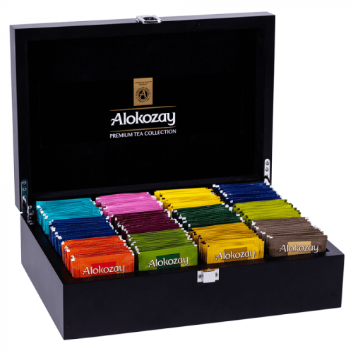 Alokozay Wooden Tea Box 12 Compartments 144 Assorted Tea Bags