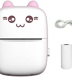 Multifunctional Mini Portable Thermal Printer with 1 Roll Paper (Pink+White)