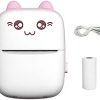 Multifunctional Mini Portable Thermal Printer with 1 Roll Paper (Pink+White)