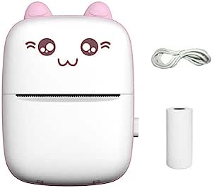Multifunctional Mini Portable Thermal Printer with 1 Roll Paper (Pink+White)