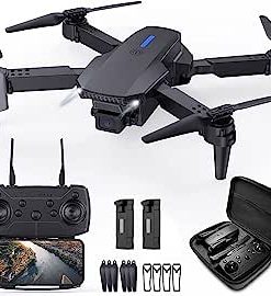 Mini Drone with Camera RC Drone Foldable Drone with Carrying Case, 2 Batteries, 90° Adjustable Lens, One Key Take Off/Land, Altitude Hold, 360° Flip, Toys Gifts for Kids and Adults