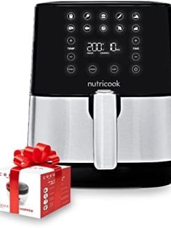Nutricook Air Fryer 2,3.6 Liters, 1500 Watts, Digital 10 Pre-set Programs With Built-In Preheat Function, Stainless Steel/Black, 2 Years Warranty + CRED Quick Pull Chopper 650 ml, Amazon exclusive