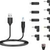 USB to DC 5V Power Cord, 5.5x2.1mm Plug Charging Cord Adapter Barrel Jack with 11 Connector (5.5x2.5, 4.8x1.7, 4.0x1.7, 4.0x1.35, 3.5x1.35, 3.0x1.1, 2.5x0.7, Micro USB, Type-C, Mini USB,LED Termina))