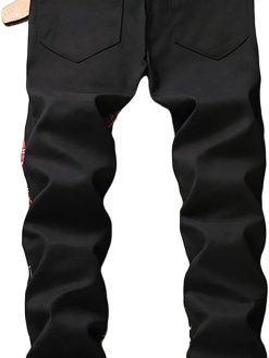 Enrica Men's Ripped Skinny Distressed Destroyed Straight Fit Jeans Pants with Holes