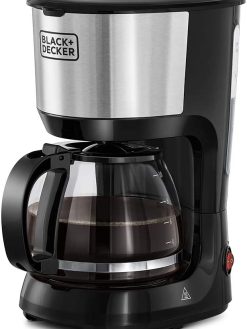 BLACK+DECKER 750W 1.25L Coffee Maker/Coffee Machine 10 Cup Glass Carafe, With Drip Stop Mechanism To Avoid Spillage And Dishwasher Safe, For Drip Coffee and Expresso Black DCM750S-B5 2 Years Warranty