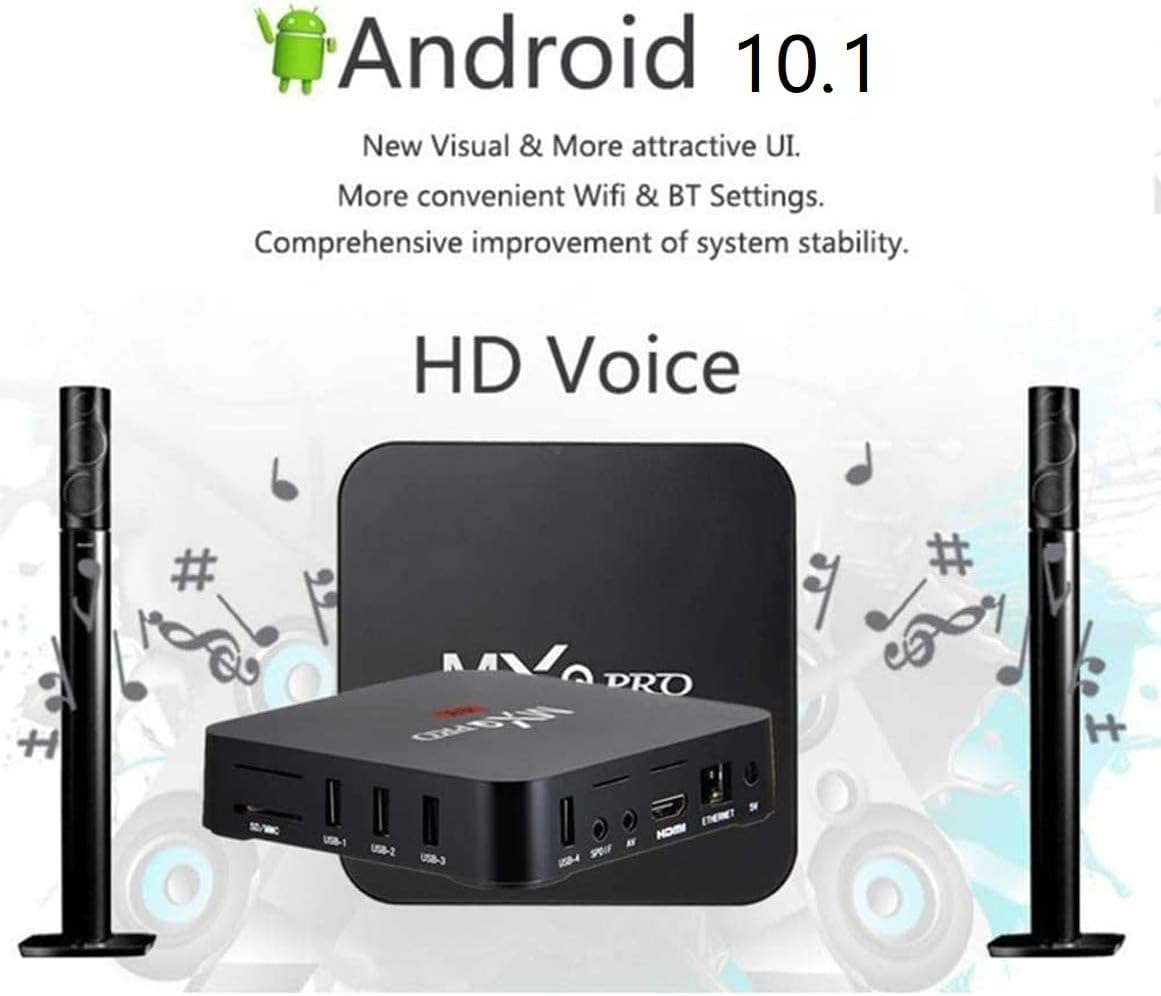 MXQ Pro Smart TV Box 4GB+64GB ,Intelligent 4K Ultra HD Media Player, work with Projector, TVs & Mobile Phones, powered by android 10.1 , International Version android tv box