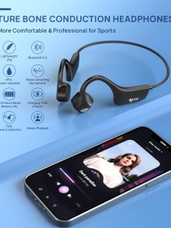 Bone Conduction Headphones,Open Ear Bluetooth Headphones,Wireless Headset Sports Waterproof Sweatproof Earphones with Mic Induction Conducting Earphones for Running Cycling Workout Driving