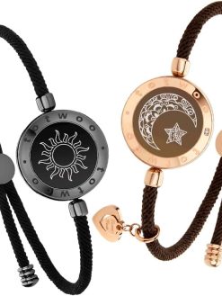 Long Distance Touch Bracelets for Couples, Vibration & Light up for Love Couples Bracelets | Long Distance Relationship Gifts for Girlfriend Bluetooth Pairing Jewelry