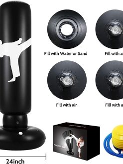 Punching Bag for Kids, 63 Inch Freestanding Boxing Inflatable Punching Bag for Kids , Bounce Back for Practicing Karate, Taekwondo, MMA, Fitness Freestanding Boxing Bag (Air Pump Included)