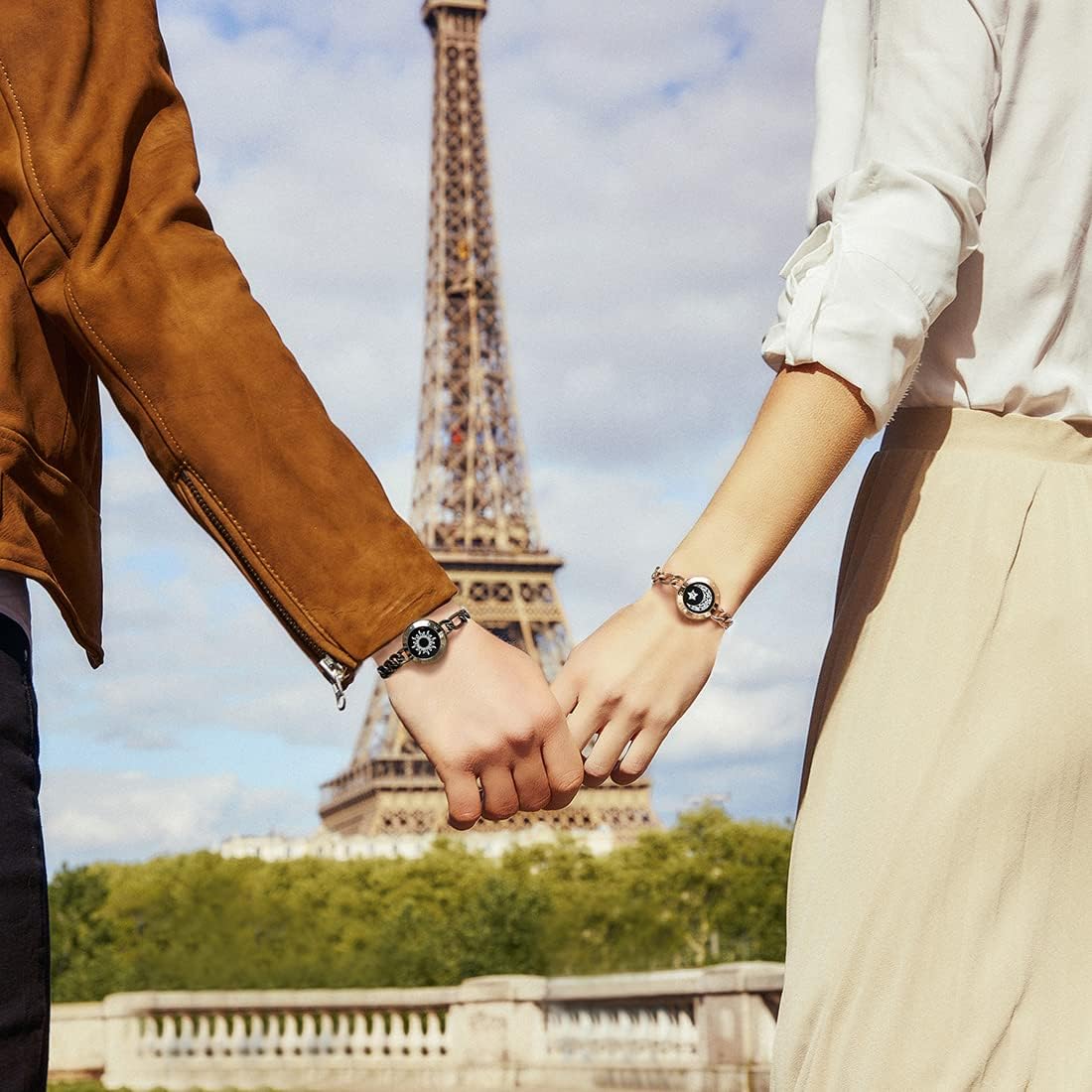 Long Distance Touch Bracelets for Couples, Vibration & Light up for Love Couples Bracelets | Long Distance Relationship Gifts for Girlfriend Bluetooth Pairing Jewelry