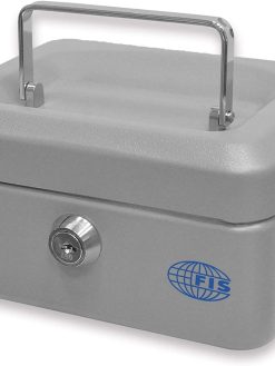 FIS FSCPTS0034GY Steel Cash Box with Key Lock, 152 mm x 115 mm x 80 mm Size, Grey