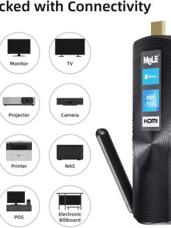 MeLE PCG02 Fanless Mini PC Stick Windows 11 Pro Celeron N4020 4G/128G Portable Computer Stick for Business & Home Video Support HDMI 4K 60Hz, BT4.2, 2.4G/5.8G Dual Band Wi-Fi, USB, Ethernet Port