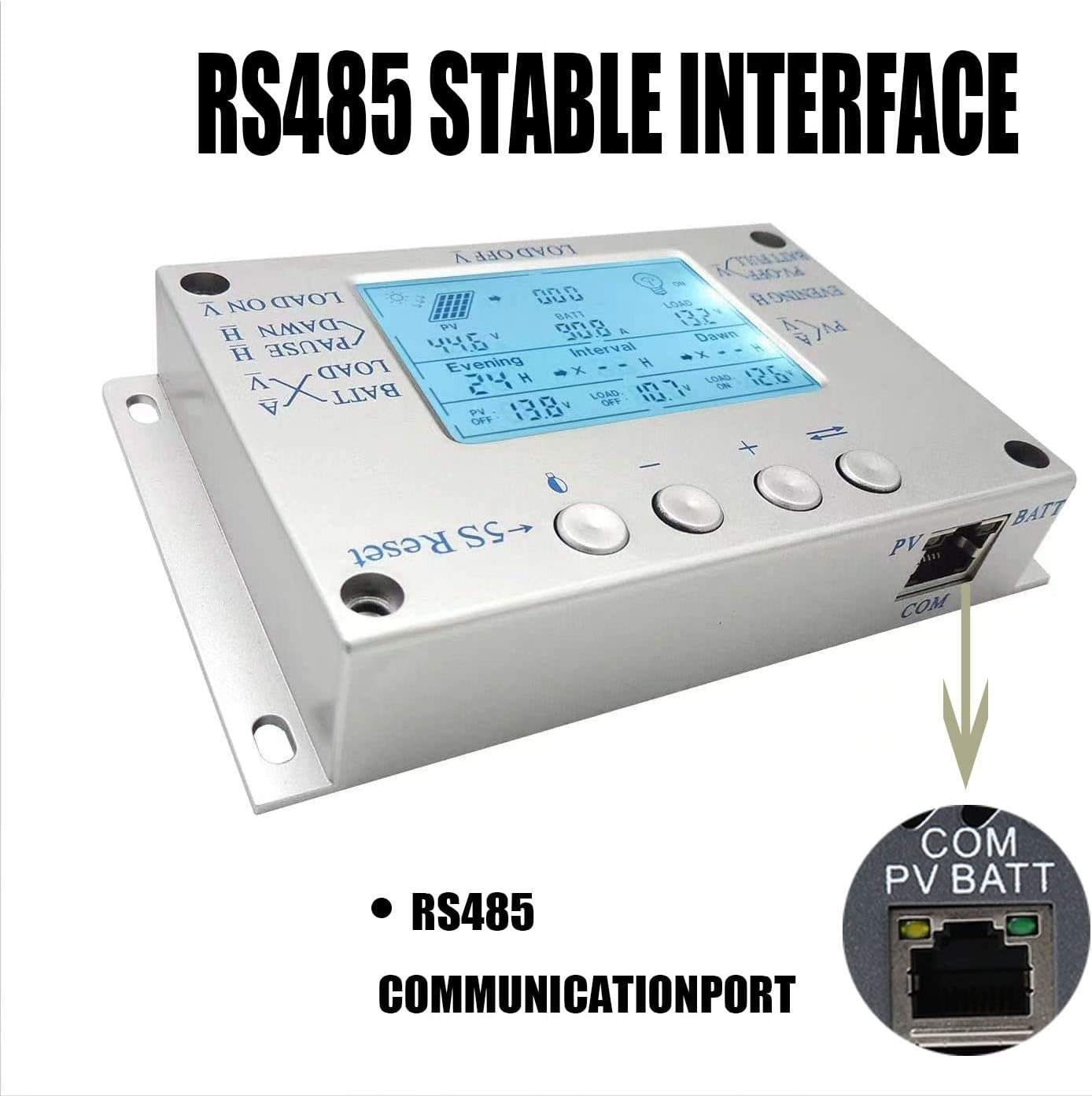 OOYCYOO MPPT 30A 40A 60A 80A 100A solar charge controller display, high-definition LCD numerical control display, multi-function button display, communication interface solar charge controller display