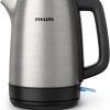 Philips Daily Collection Stainless Steel Kettle 2200 Watts, Silver/Black,1.7 Liters Capacity,HD9350/92