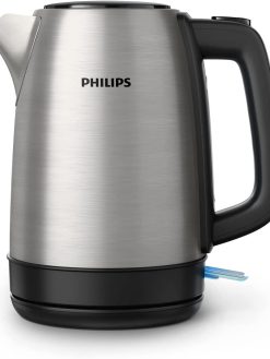Philips Daily Collection Stainless Steel Kettle 2200 Watts, Silver/Black,1.7 Liters Capacity,HD9350/92