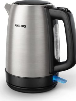 Philips Daily Collection Stainless Steel Kettle 2200 Watts, Silver/Black,1.7 Liters Capacity,HD9350/92