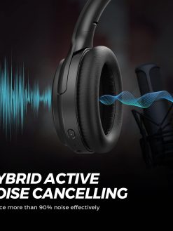 Bluetooth Headphones, SoundPEATS A6 Hybrid Active Noise Cancelling Headphones Bluetooth Earphones Over Ear Headphones, 38 Hours Playtime(ANC Off), USB-C Quick Charge, Foldable Design