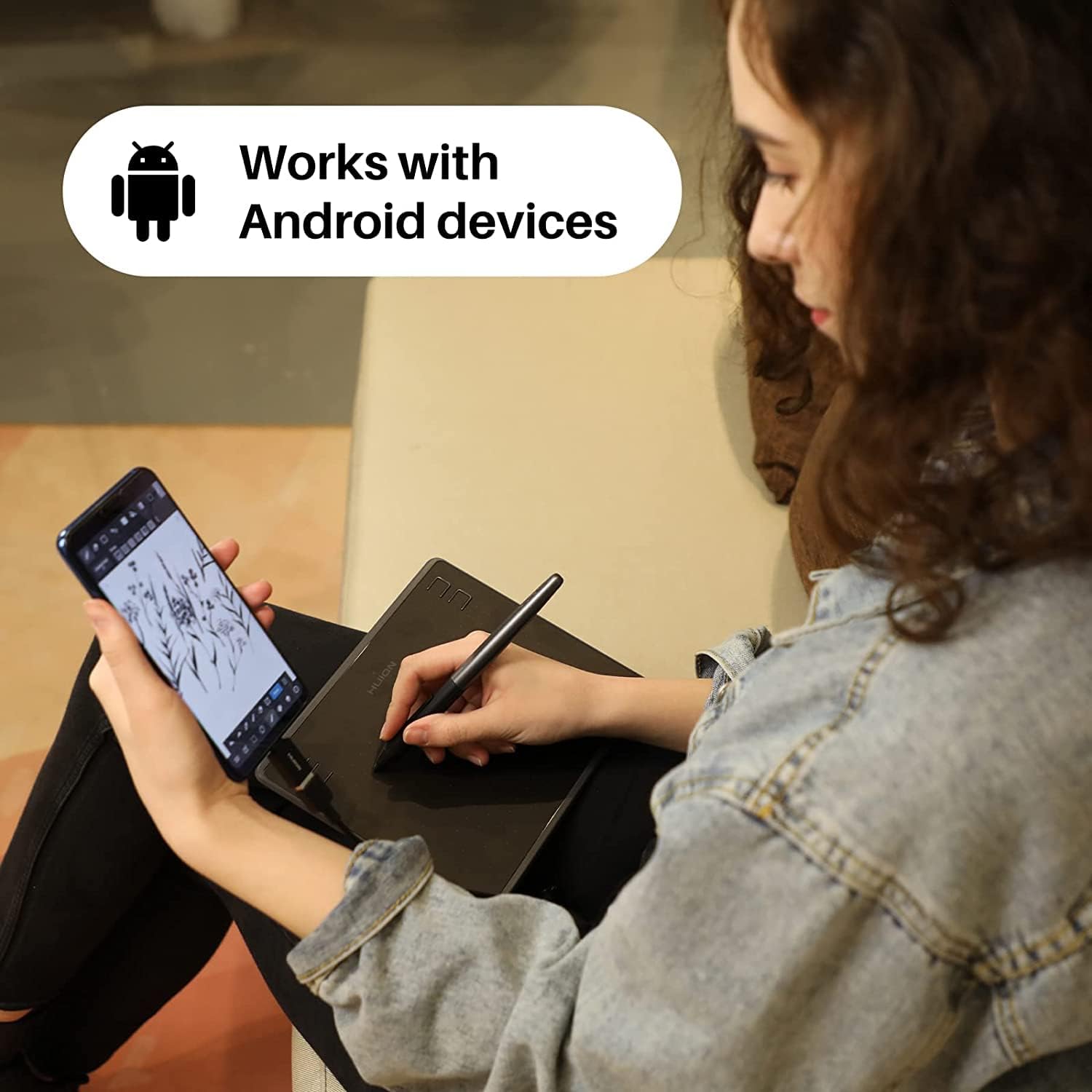 HUION HS64 Graphics Drawing Tablet BatteryFree Stylus Android Windows