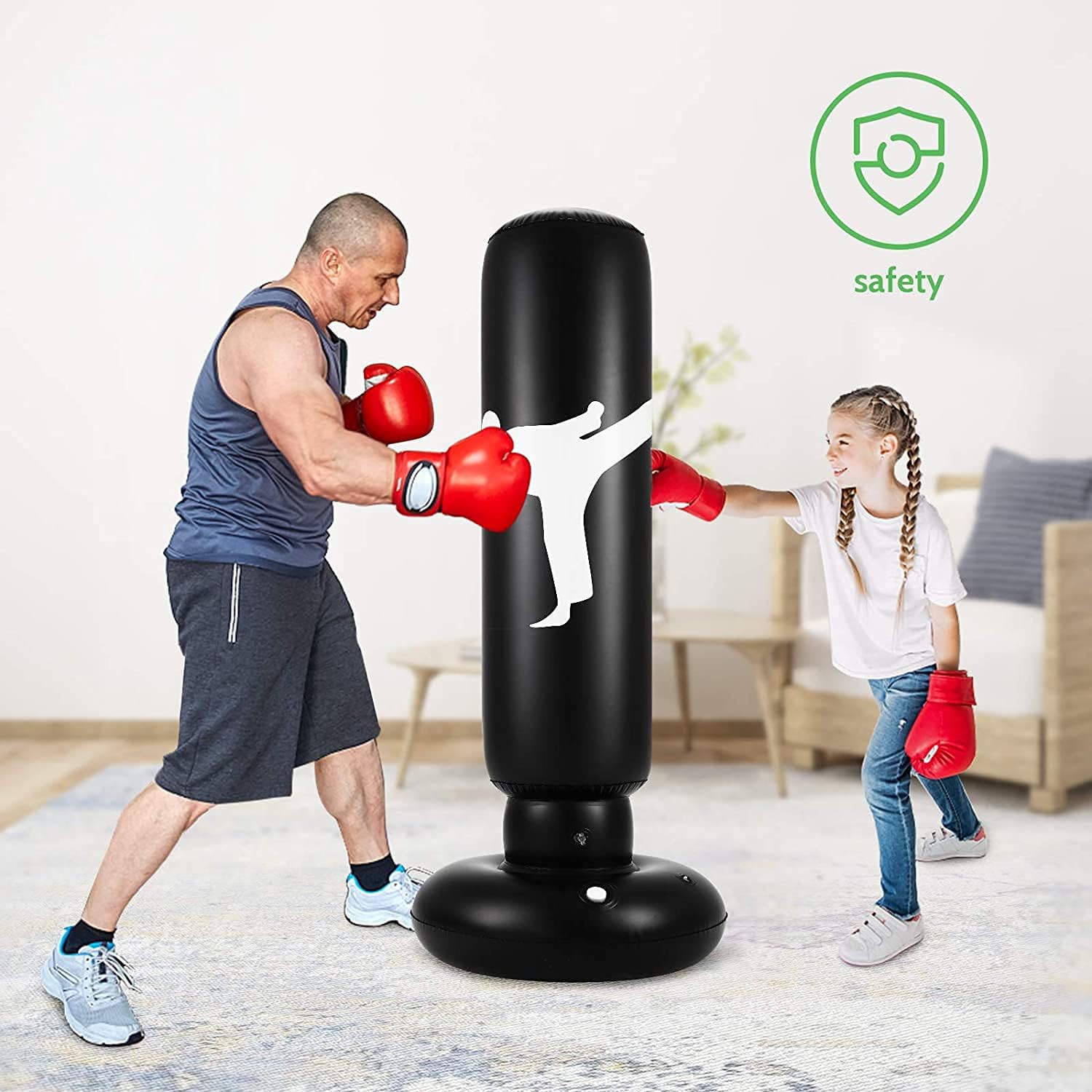 Punching Bag for Kids, 63 Inch Freestanding Boxing Inflatable Punching Bag for Kids , Bounce Back for Practicing Karate, Taekwondo, MMA, Fitness Freestanding Boxing Bag (Air Pump Included)
