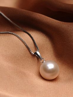 Salanda Single Pearl Necklace for Women, White Dainty CZ Pearl Drop Pendant Necklace| Elegant adjustable Chain Necklace| 18k Silver Plated Pearl Necklace for Women