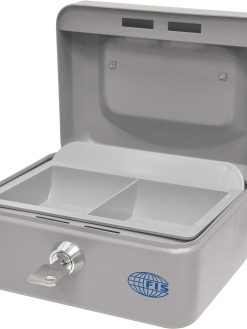 FIS FSCPTS0034GY Steel Cash Box with Key Lock, 152 mm x 115 mm x 80 mm Size, Grey