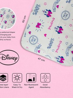 Disney Minnie Mouse 100% Waterproof Baby Diaper Changing Pad Toddler & Baby Reusable Waterproof Baby Diaper Changing Mat for Home or for Travel 47 x 64 cm, Soft & Secure & White, Multicolor