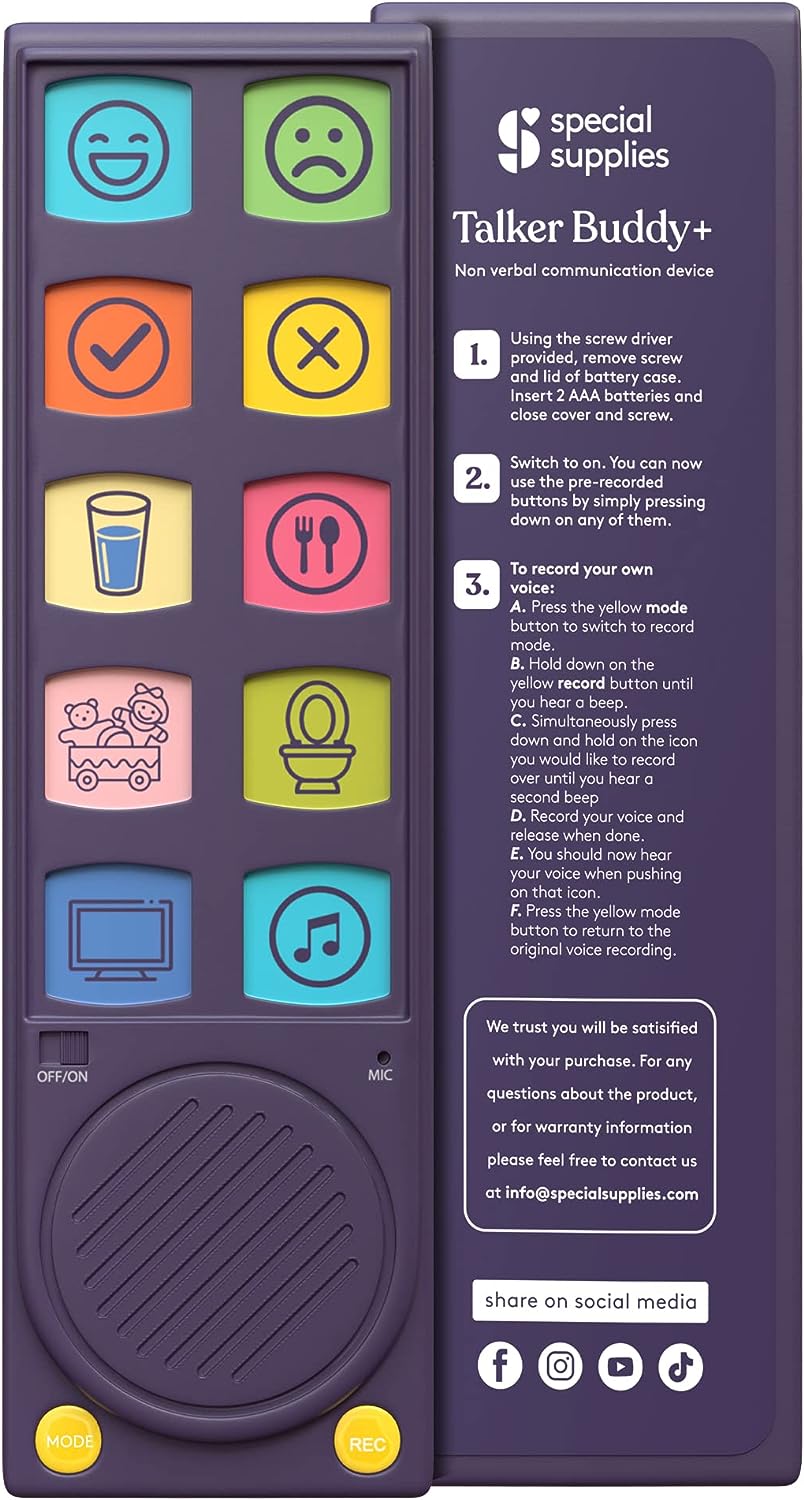 Special Supplies AAC Communication Device for Speech Therapy, Talker Buddy Communication Device