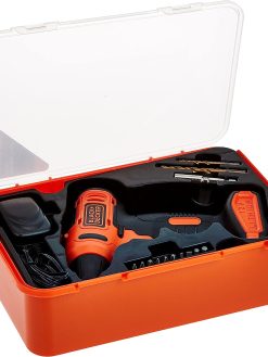 Black+Decker 12V 1.5Ah 900 RPM Cordless Drill Driver with 13 Pieces Bits in Kitbox For Drilling and Fastening, Orange/Black - LD12SP-B5, 2 Years Warranty