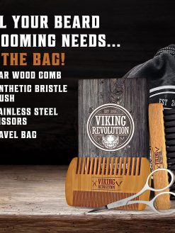 Premium Beard Grooming Set for Men - Beard Comb and Beard Brush For Men for Smooth and Neat Facial Hair - Awesome Gifts For Men