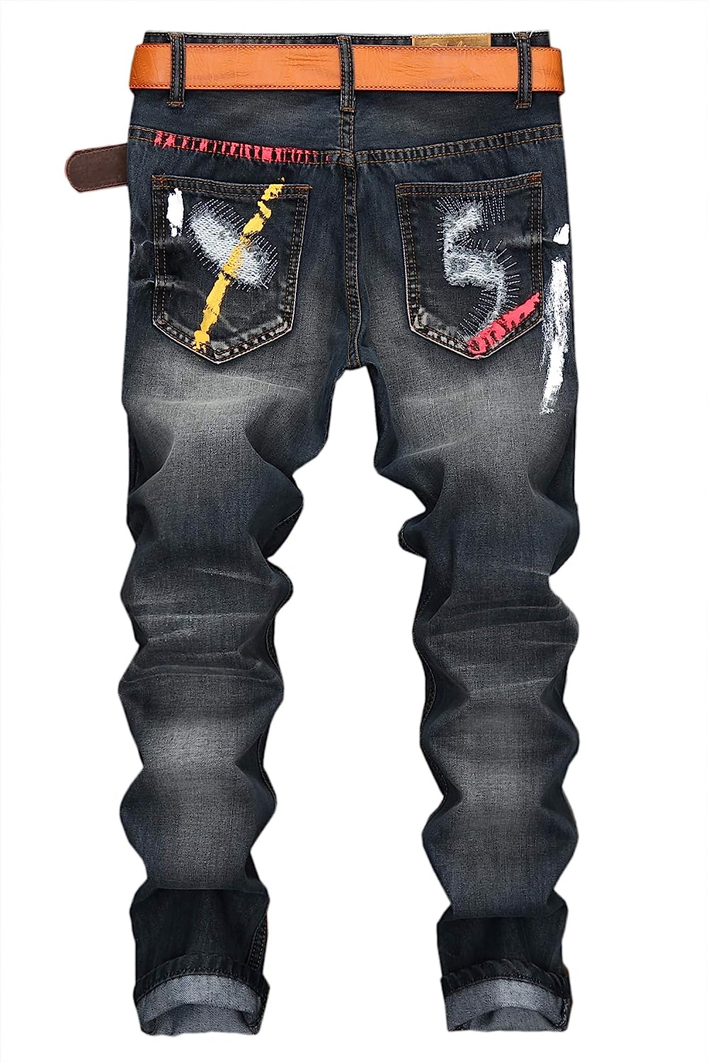 Enrica Men's Ripped Skinny Distressed Destroyed Straight Fit Jeans Pants with Holes