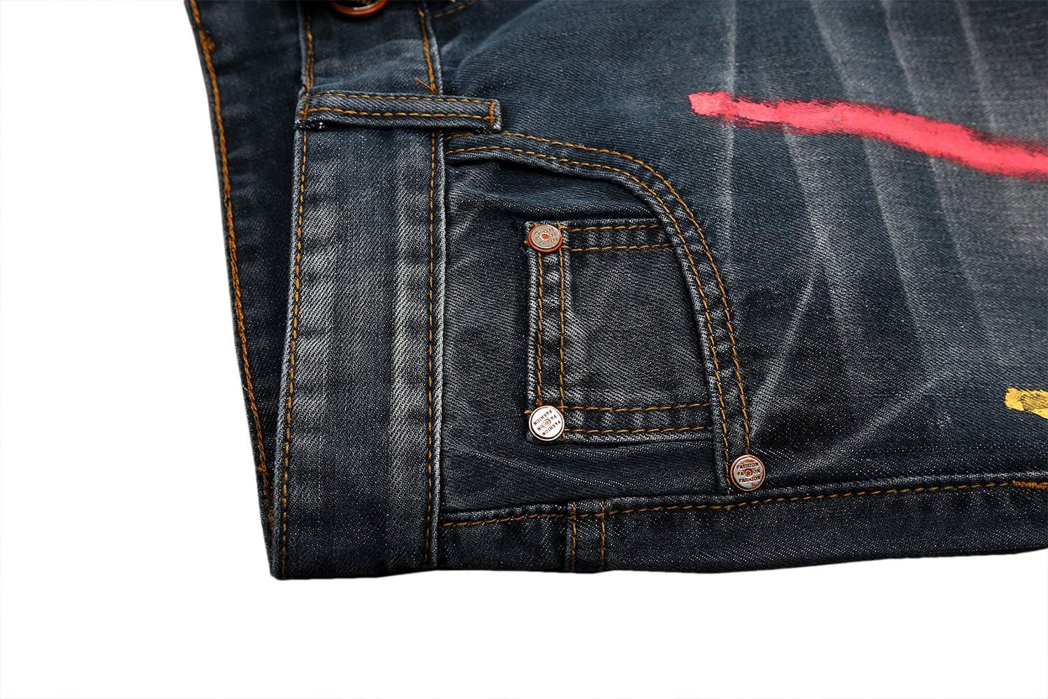 Enrica Men's Ripped Skinny Distressed Destroyed Straight Fit Jeans Pants with Holes