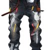 Enrica Men's Ripped Skinny Distressed Destroyed Straight Fit Jeans Pants with Holes