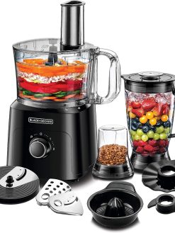 BLACK+DECKER 5in1 Food Processor, 750W, 2L Bowl, 1.8L Blender, Jar, Grinder & Chopper, Plus 34 Extra Functions, Compact & Kitchen Appliance for Chopping, Slicing, Shredding, 2 years warranty, FX775-B5