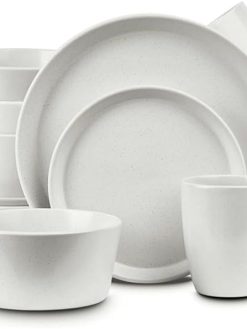 DINNER SET 16 PCS, 16 Piece Kitchen Dinnerware Set, Dishes, Plates, Bowls, Mugs, Service for 4, CERAMIC DINNER SET, WHITE (WHITE)