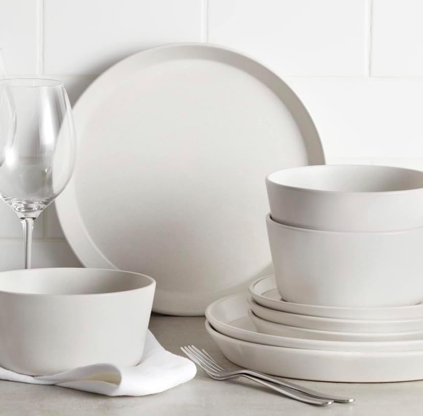 DINNER SET 16 PCS, 16 Piece Kitchen Dinnerware Set, Dishes, Plates, Bowls, Mugs, Service for 4, CERAMIC DINNER SET, WHITE (WHITE)