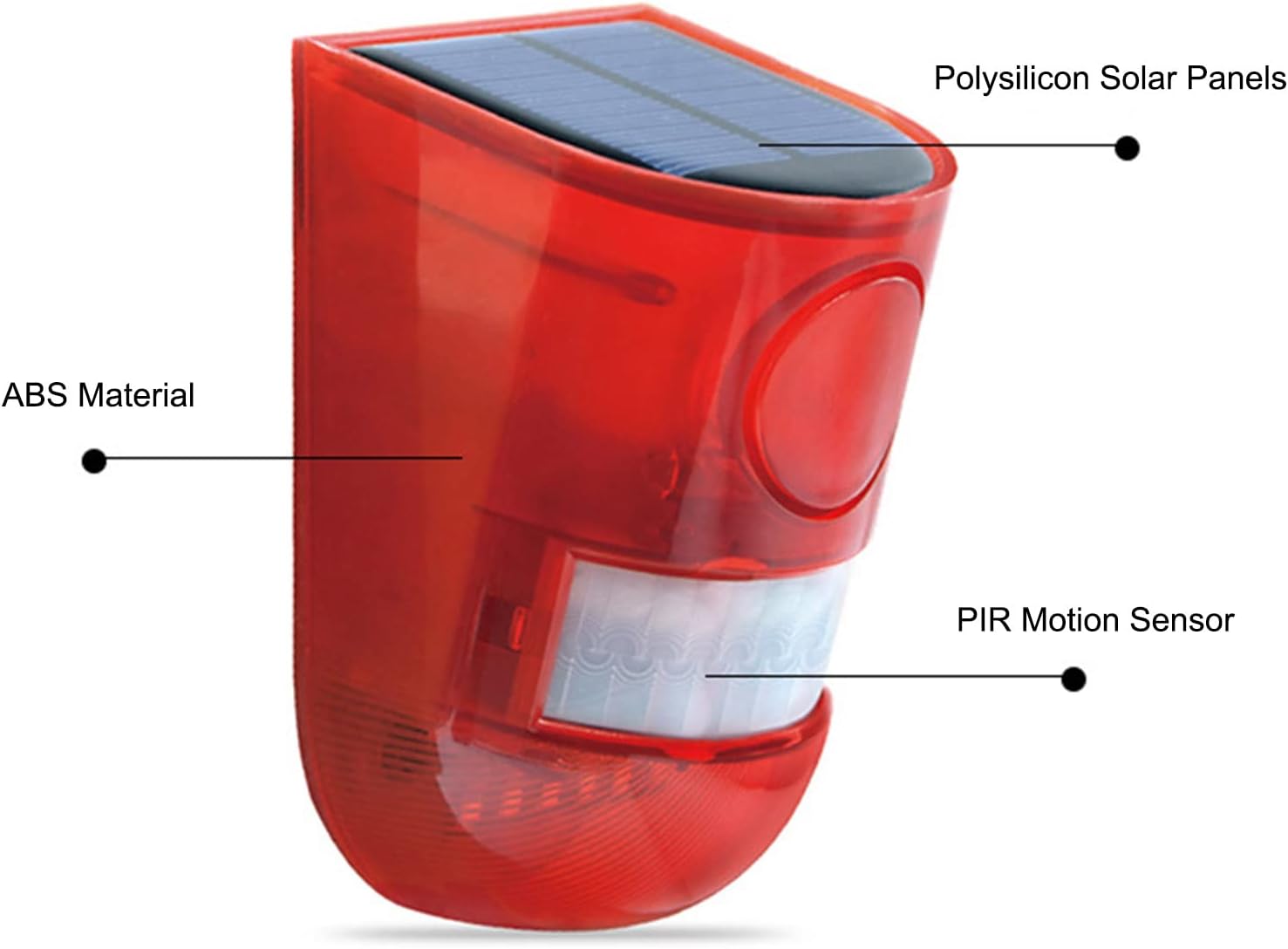 Pepisky Solar Alarm Light PIR Motion Sensor Lights 110dB Loud Siren LED Strobe Lights Outdoor