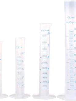 Graduated Cylinder Measuring Cylinders Set 10ml 25ml 50ml 100ml 4pcs Scientific Test Tube Flask Beaker for Experiment School Science Supplies