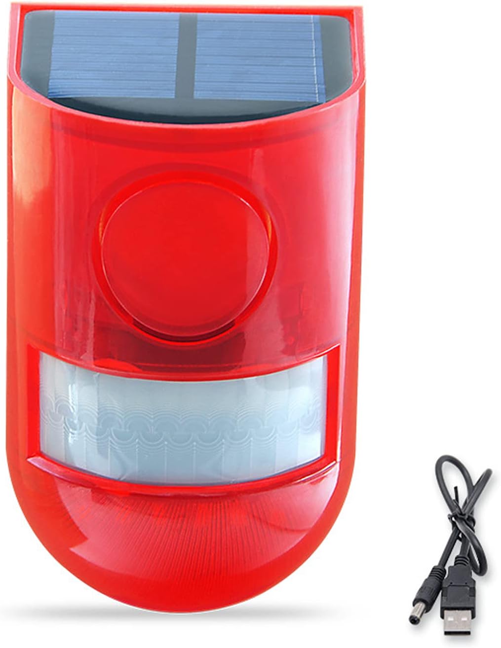 Pepisky Solar Alarm Light PIR Motion Sensor Lights 110dB Loud Siren LED Strobe Lights Outdoor IP65 Waterproof for Farm Villa Yard Barn Home