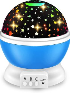 ECASA™ Night Light for Kids, Star Night Light, Nebula Star Projector 360 Degree Rotation - 4 LED Bulbs 9 Light Color Changing with USB Cable, Romantic Gifts for Men Women Children (Blue)