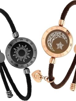 Long Distance Touch Bracelets for Couples, Vibration & Light up for Love Couples Bracelets | Long Distance Relationship Gifts for Girlfriend Bluetooth Pairing Jewelry