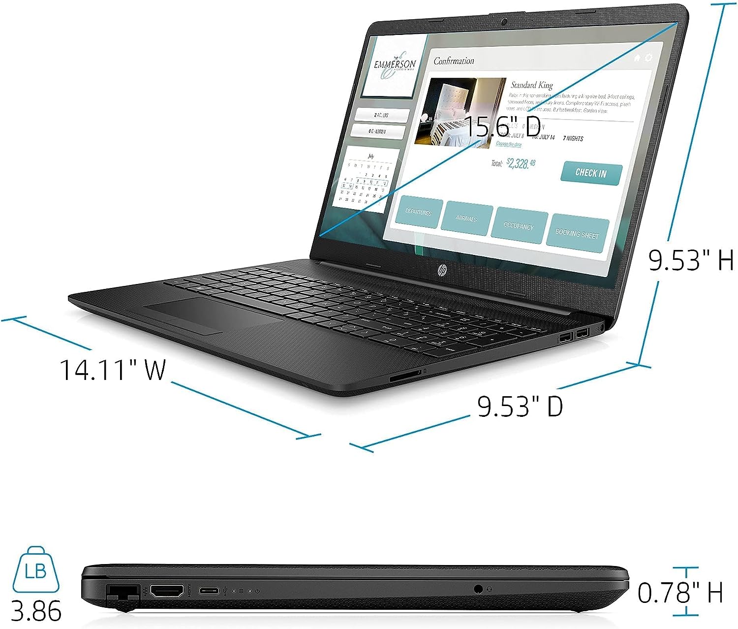 HP 2022 Newest Notebook 15 Laptop, 15.6" Full HD Screen,Intel Celeron N4020 Processor, 8GB DDR4 Memory, 128GB SSD, Online Meeting Ready, Webcam, Type-C, RJ-45, HDMI, Windows 11 Home, Black