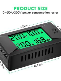 DEWIN Digital Ammeter Voltmeter, PZEM-025 DC Digital Ammeter Voltmeter Battery Tester 0~300A/300V Electric Power Watt Meter (50A)