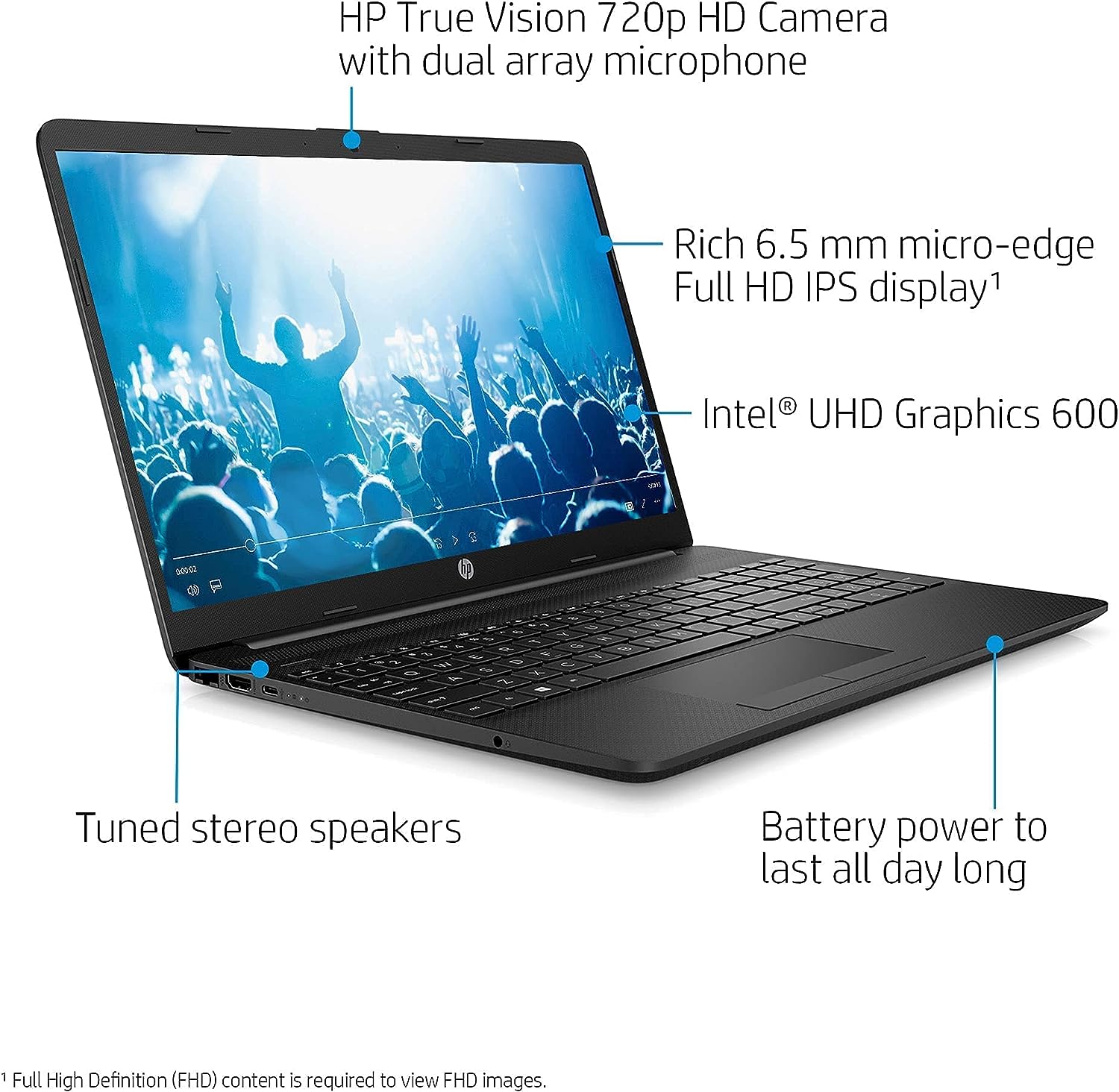 HP 2022 Newest Notebook 15 Laptop, 15.6" Full HD Screen,Intel Celeron N4020 Processor, 8GB DDR4 Memory, 128GB SSD, Online Meeting Ready, Webcam, Type-C, RJ-45, HDMI, Windows 11 Home, Black