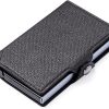 RFID Card Holder Wallet with Ultrathin Metal Card Case for Men and Women (Black + Grey)