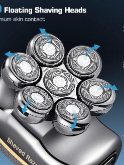 RESCIEN Head Shaver 7D Head Electric Razor with Nose Hair Sideburns Trimmer, Waterproof Wet/Dry Mens Grooming Kit LED Display USB C Rechargeable