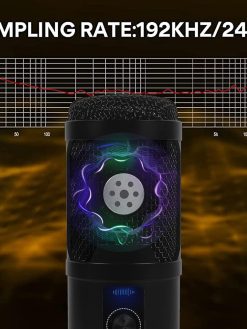 Condenser USB Microphone, Plug & Play PC Computer Microphones Kit with Adjustable Boom Arm Stand Shock Mount, One-Touch Mute for Streaming, Podcast, Studio Recording and Games 192kHz/24Bit