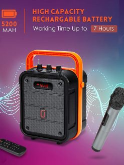 JYX Portable Karaoke Machine with Wireless Microphone, Bluetooth PA System with TWS, FM, REC, Remote Control, Supports TF Card/AUX/USB input, Ideal for Home Karaoke, Party, Meeting