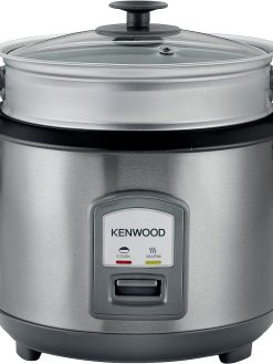 KENWOOD 2-in-1 Rice Cooker 2.8L 16-Cups Rice with Food Steamer Basket, Non-Stick Cooking Pot, Temepered Glass Lid, Warm/Cook Lights, Spatula Holder, Detachable Cord RCM71.000SS Silver